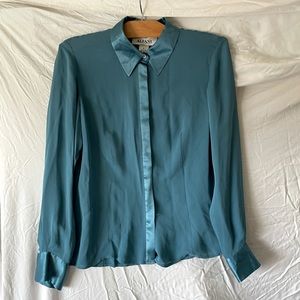 Teal button up blouse
